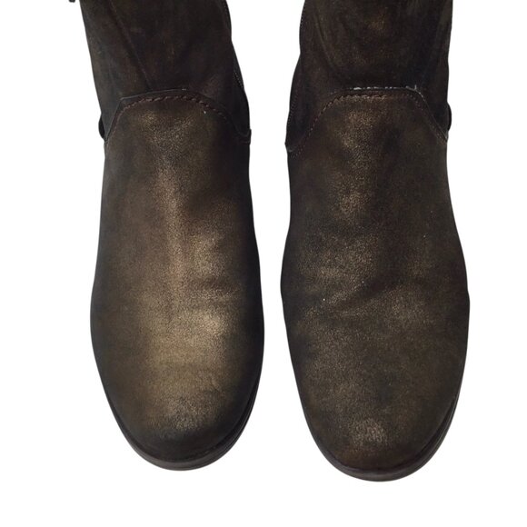 Earthies Sintra Rock Ankle Boots Booties Studs Studded Brown Gold Metallic Sz 9 - Picture 7 of 13